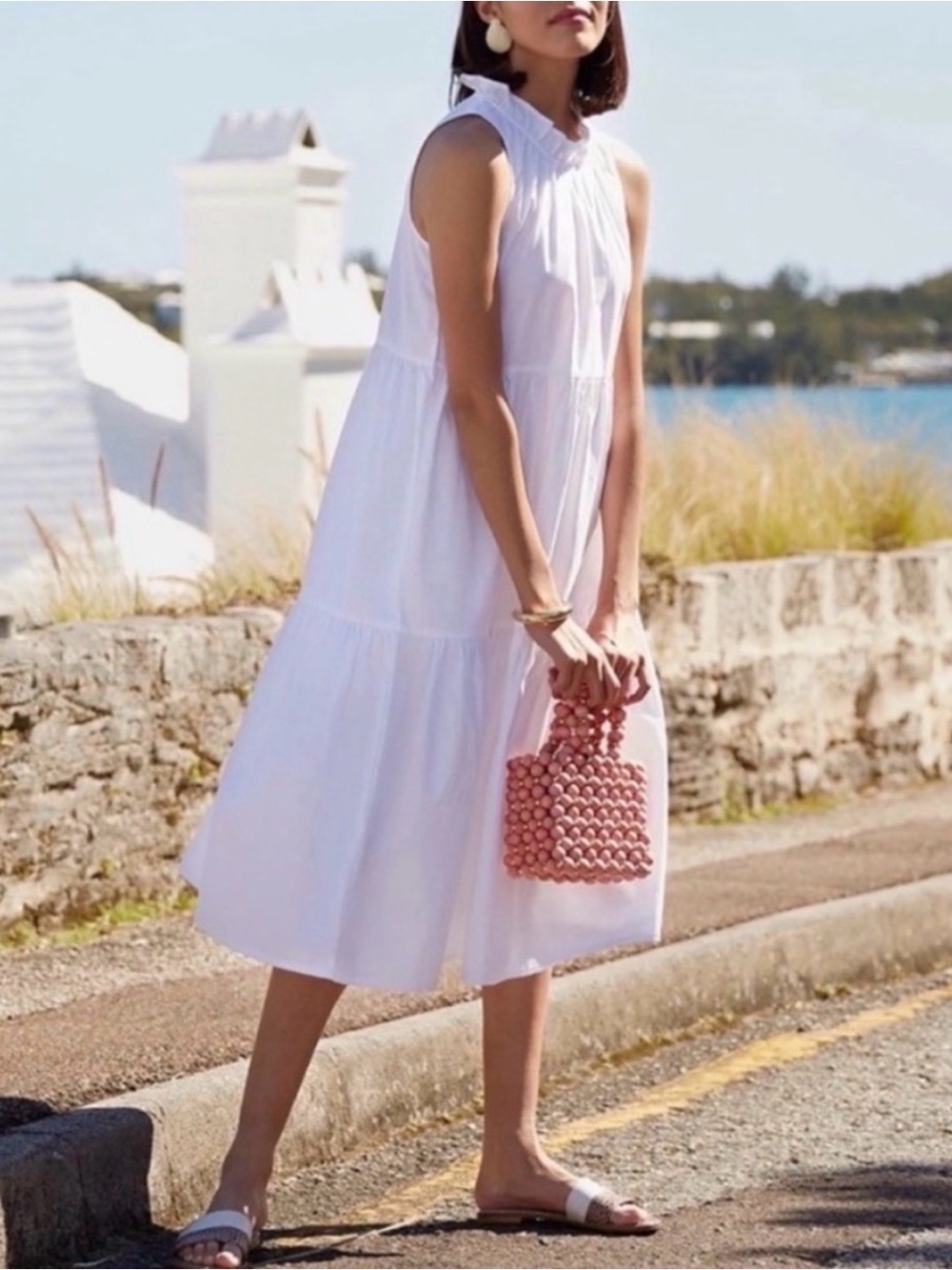 Sleeveless White Tiered Maxi Dress - Picture 1 of 6